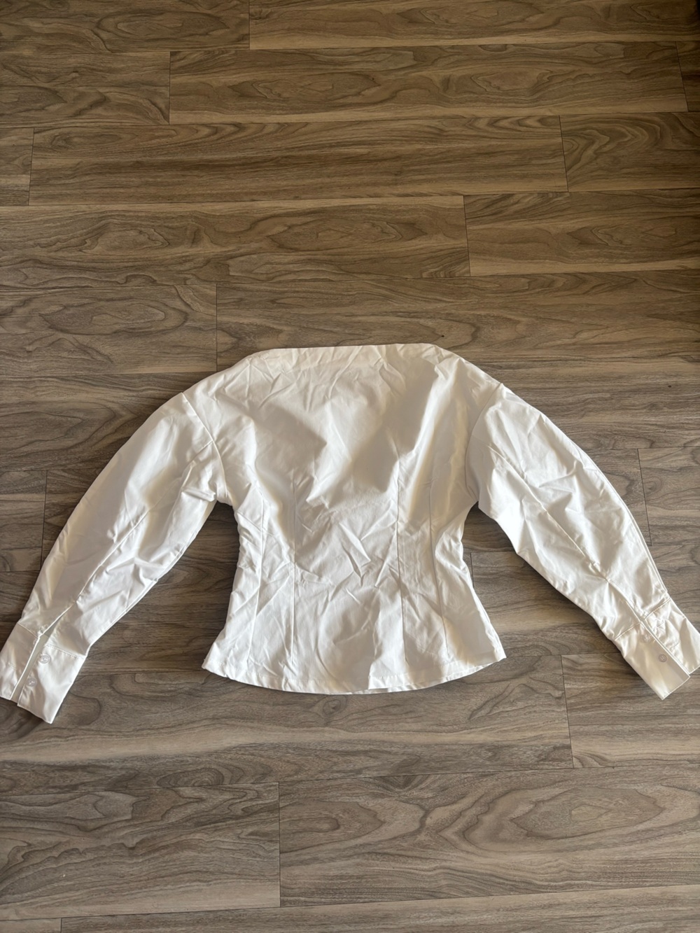 White Women’s Puff Sleeve Peplum Shirt